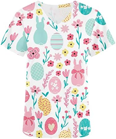 Camiseta da blusa para mulheres de manga curta vneck flor gráfico kawaii coelho de animais figurinos de trabalho blush ys