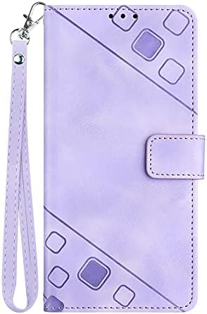 Caixa de carteira ONV para Samsung Galaxy S23 Ultra - Caixa de telefone deslizante de pele de cor sólida com pulseira de pulso portador de couro de couro de couro de couro para stand stand para samsung galaxy s23 Ultra [005] -purple