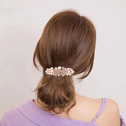 4 PCS Barretas de cabelo para mulheres Senhoras, Metal Vintage Pearl Spring Cabinete Acessórios para cabelos