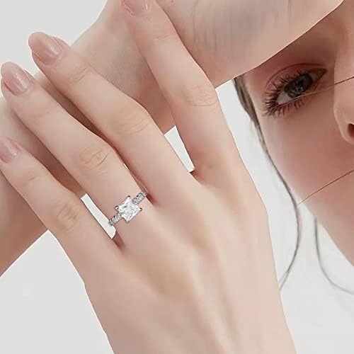Anéis de aço inoxidável de Yistu para mulheres Incluste Square Diamond Ring Jewelry Birthday Proposta de presente de noiva de noiva do anel