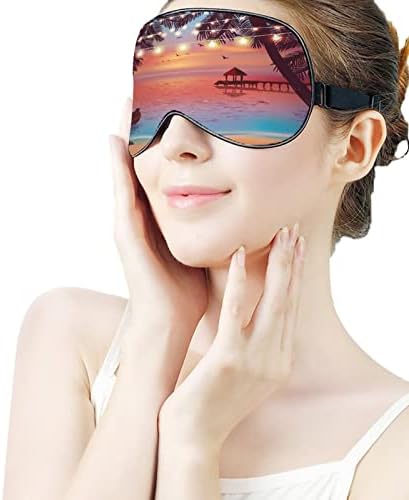 Máscara de dormir de praia tropical com cinta ajustável tampa de olho macio blecaout bleatfold