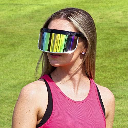 Glofx Visor Sunglasses - Rainbow Mirror - Esfreto de face futurista de grandes dimensões Mono