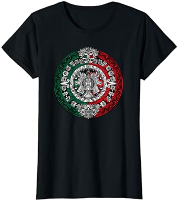 Calendário asteca - Azteca Sun Stone - T -shirt de bandeira do México