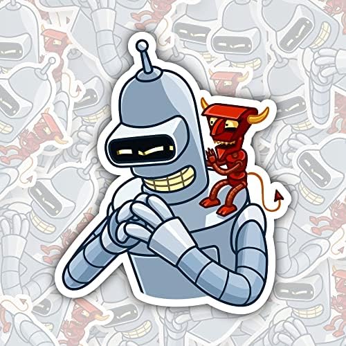 Bender com Robot Devil Sticker Die Cut impermeável adesivo de vinil