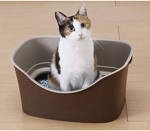 Lovepet semi-fechado Banheiro de gato Caixa de areia de gato de estimação equipada com pá de areia de gato 40.33020cm, marrom