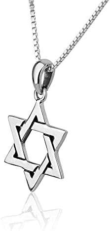 Marina Jewellery Classic Star of David Real 925 Sterling Silver 18 Colar de cadeia Jewish Token Pingente