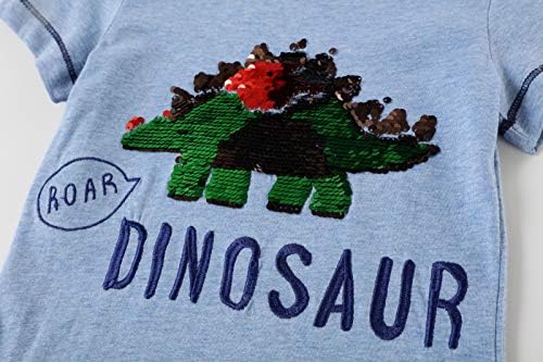 Toddler meninos flip lantejão camiseta camiseta de dinossaur