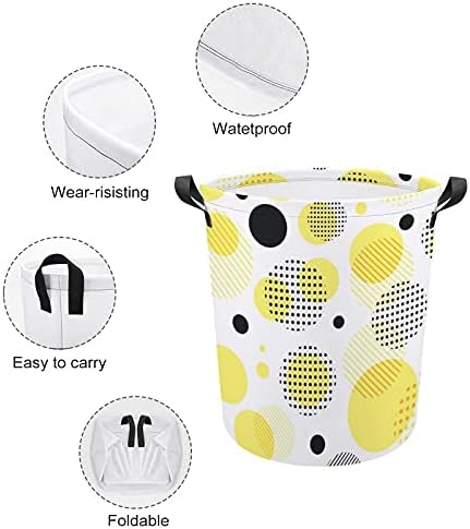 Foduoduo Cesta de lavanderia Padrão doce de listras Formas circulares cesto de roupa com alças Saco de armazenamento
