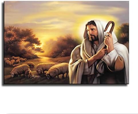 Simon Dewey - O bom pastor Jesus Christ Cristo Picture Picture Art Wall Art Imprima Jesus com Lamb Poster Decoração do quarto da casa