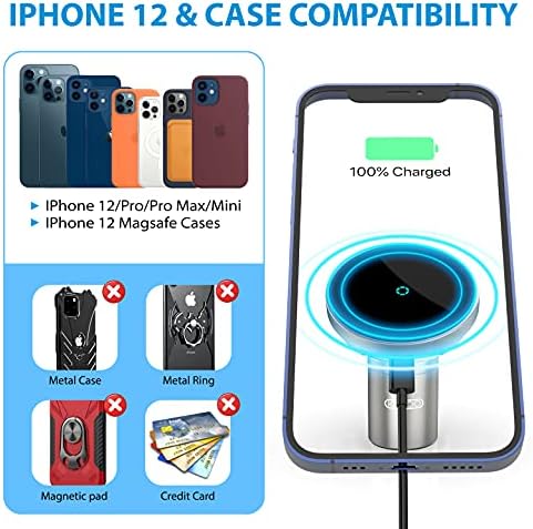 Kotoo Magsafe compatível com o carregador de carros sem fio magnético, projetado para iPhone 14/13/12
