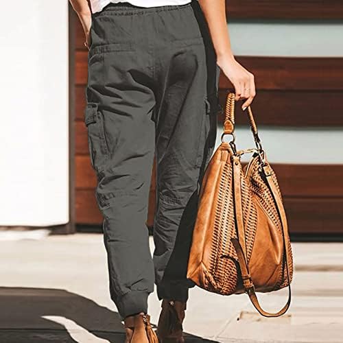Calça feminina míshui para trabalho cor de negócios casual feminino calça de cordão de bolso de bolso macacão sólido calças casuais casuais