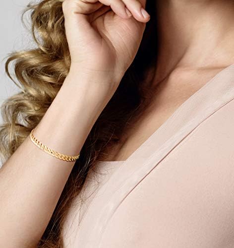 Miabella 18k ouro sobre esterlina prata italiana italiana 5mm de diamante sólido link cuba Link Chain Bracelet