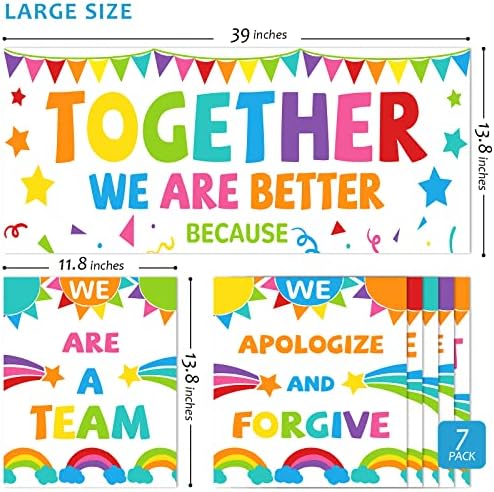 7 Pacote decorações motivacionais da sala de aula, pôster de banner de classe para professores, decoração de