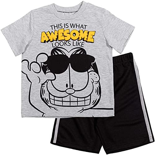 Camiseta de manga curta Garfield e shorts de malha atlética