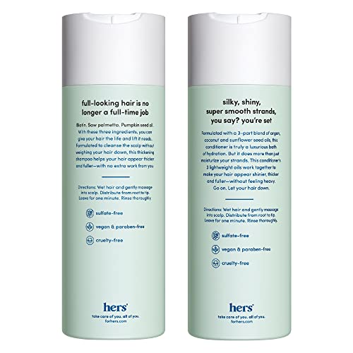 O shampoo e o condicionador de ameaças triplas dela para mulheres- espessamento, hidratante, reduz o derramamento de xampu e condicionador de perda de cabelo com cor segura- 2 pacote, 6,4oz