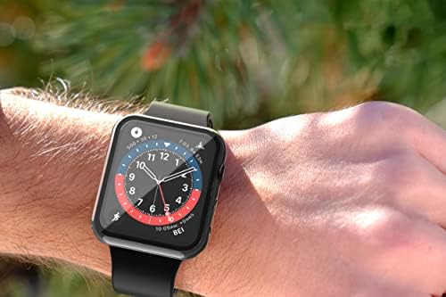 Misxi 2 pacote hard pc estojo com protetor de tela de vidro temperado compatível com a série Apple Watch Series 8 Series 7 41mm e ultrafino, resistente à capa protetora geral resistente a iwatch, transparente