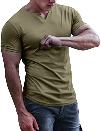 Camisetas de manga curta de verão masculino vil de cor sólida de cor sólida atlética Slim Fit Sport Sports Sports