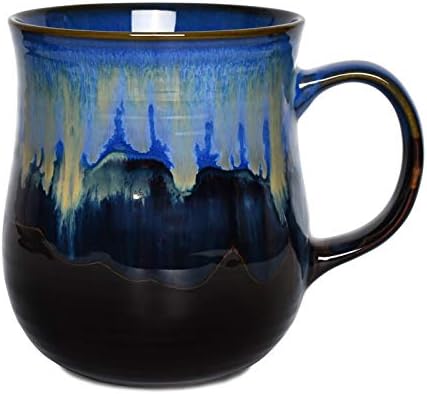 Caneca de café em cerâmica grande de Bosmarlin, xícara de chá grande azul para escritório e casa, 21 onças, lava