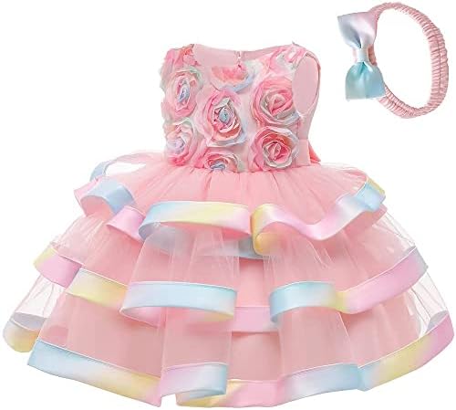Kantenia 2-7t criança meninas meninas coloridas vestidos tutu vestidos em camadas de festa vestido