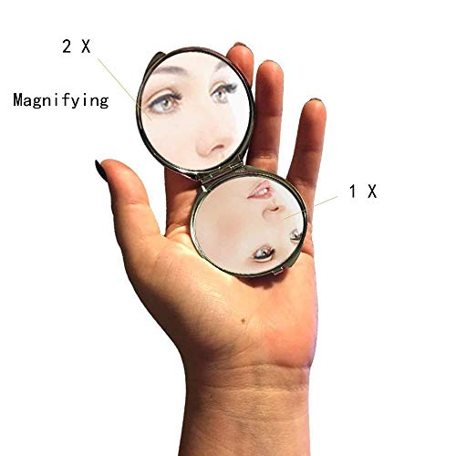 Espelho, espelho compacto, tema dos olhos de peixe do espelho de bolso, espelho portátil 1 x 2x ampliação