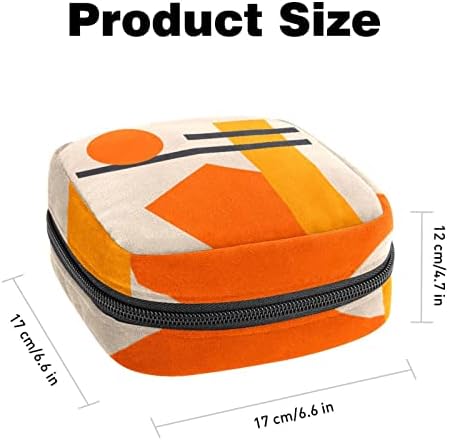 Bolsa de armazenamento de guardanapos sanitários de Oryuekan, bolsas de zíper menstrual reutilizável portátil, bolsa de armazenamento de tampões para mulheres meninas, padrão geométrico laranja moderno