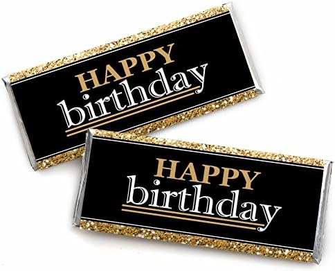 Feliz aniversário para adultos - Gold - Festas de aniversário de Wrappers de barra de doces - Conjunto de 24
