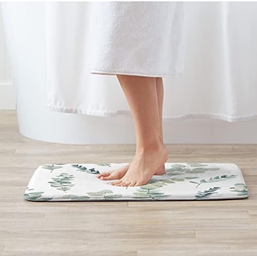 Lokmu Bath tapetes para banheiro, banheiro de decoração tapetes sem silp, folhas verdes aquarela eucalipto
