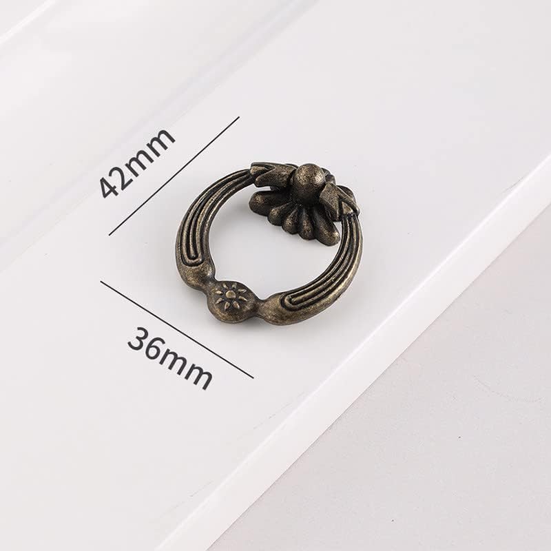 8 PCs anel de gaveta de bronze puxa alças decorativas de latão vintage antigo retro orifício único botões