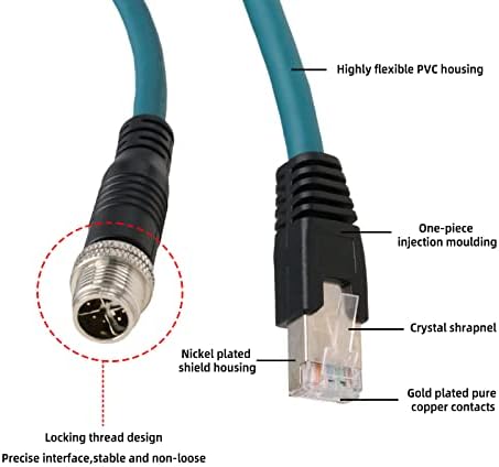 SZRMCC M12 x Código de 8 pinos ângulo reto do cabo RJ45 Ethernet CAT-6 Alta Flex Cabo de rede de