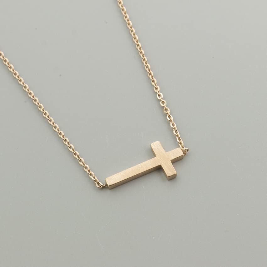 T3Store Minimalism Crucifix Jewelry Christian Jewelry Gold Cross Pingente Colar para Cristo Men Women Girl Chain-41618