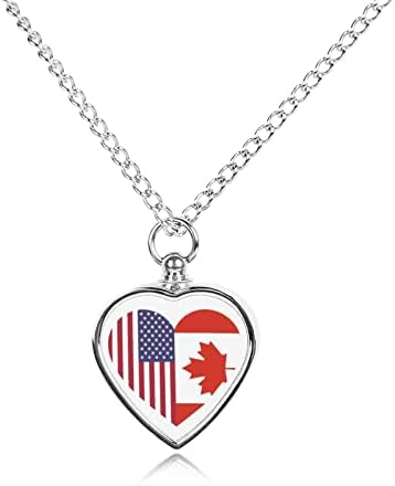 Colar da urna do coração da bandeira americana canadense para as cinzas de gato de gato de gato de gato, lembrança de joias de joias pendentes