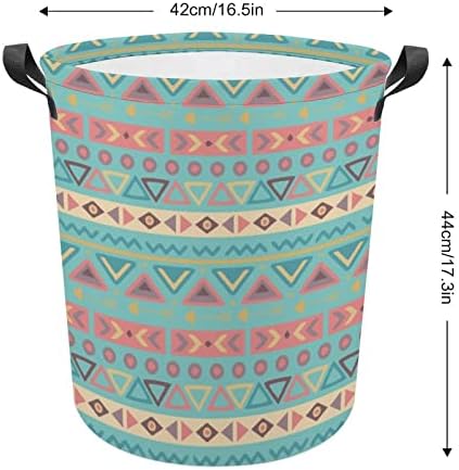 Lavanderia cesto tribal-2, padrões astecas cestam de lavanderia com punhetas cesto dobrável Saco