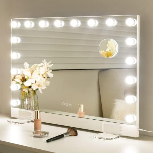 Espelho de maquiagem de nicbex com luzes, espelho de maquiagem de Hollywood com 18 luzes LED reguláveis,