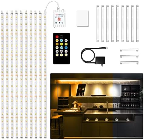 Daybetter sob iluminação do gabinete, 10 PCs sob luzes de gabinete com luzes de tira LED remotas e regitáveis ​​para armário de cozinha, balcão, estante de livros, exibição de 2700k-6500k quente à luz do dia, tempo, 16,4ft