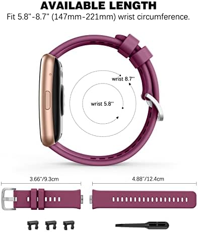 MOKO 4 Pack relógio Strap compatível com Huawei Watch Fit Fit New/elegante Smartwatch, pulseira de reposição de silicone macio pulseira de pulseira Ajusta ajustável com fecho, verde/vinho vermelho/azul cinza/preto