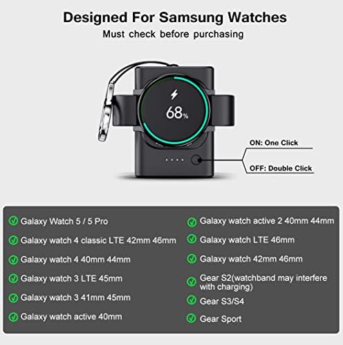 Carregador portátil de Doeboe para Samsung Watch Charger, carregador de relógio sem fio Magnetic
