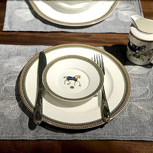 Zephyr Placemats bordados com corredor de mesa compatível para mesa de jantar conjunto de 3, tapetes de mesa laváveis ​​em estilo natural