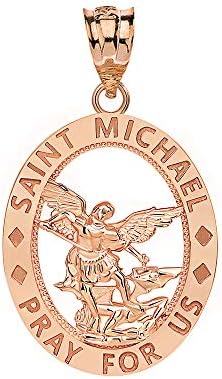 CaliroseJewelry 10K Saint Michael Michael orar por nós oval pingente de charme