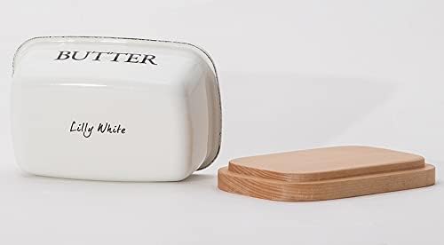 Toyohoro LW-101 Lilly White esmaltada caixa de manteiga, 5,9 x 3,9 x 2,6 polegadas