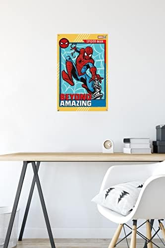 Trends International Marvel Comics - Homem -Aranha: Beyond Amazing - Carta -Poster de Wall, 14.725 X 22.375, Poster Premium e pacote de pinos de push