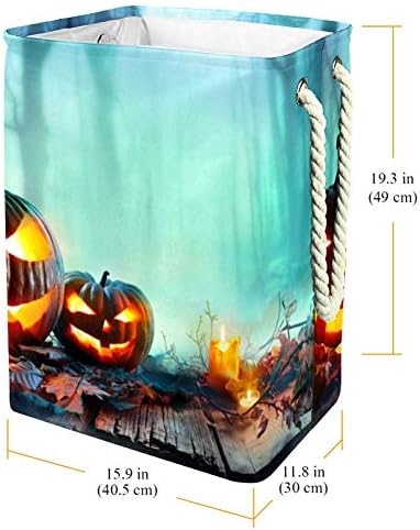 Abóboras inomer queimando - fundo de halloween 300d Oxford PVC Roupas à prova d'água cesto de roupa grande para