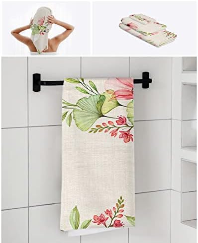Toalhas de 3 toalhas de peito de pega de toalha de mão e panos de lavagem Fazenda flores de papoula para