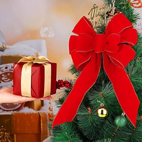 SYCHIND 4 peças 10 polegadas Greante Grelhe Grinaldas de Christmas Roscos de Velvet Red Coscos com Ornamentos de