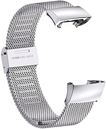 Compatível com Fitbit Charge 3/ Carga 4 pulseira, pulseiras de banda de substituição de metal para Fitbit