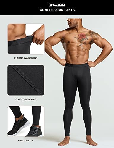 TSLA 1, 2 ou 3 Pacote calças de compressão masculina, treino atlético seco frio, com calças justas