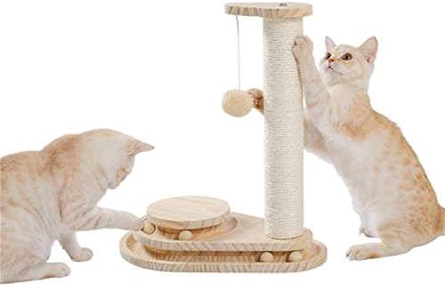 ZLXDP interativo de gato de madeira de gato dupla camada rotativa bola de pista inteligente Cat Posta