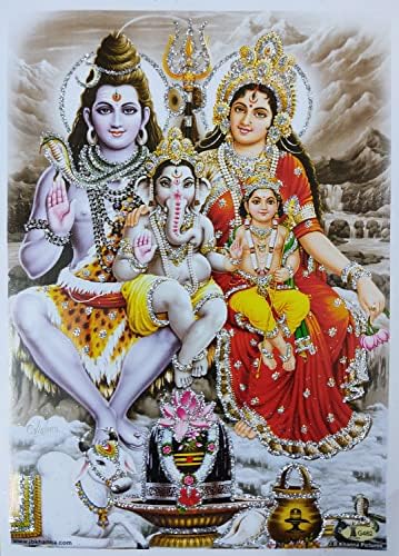 Artesanato da Índia Best of Indian Crafts Store Lord Shiva Family Poster/ Reimpressão de Deus Hindu Picture
