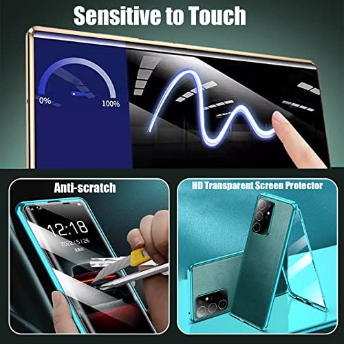 Capa de telefone de dupla face de vidro temperado magnético para Samsung S23 Ultra, capa de telefone magnética