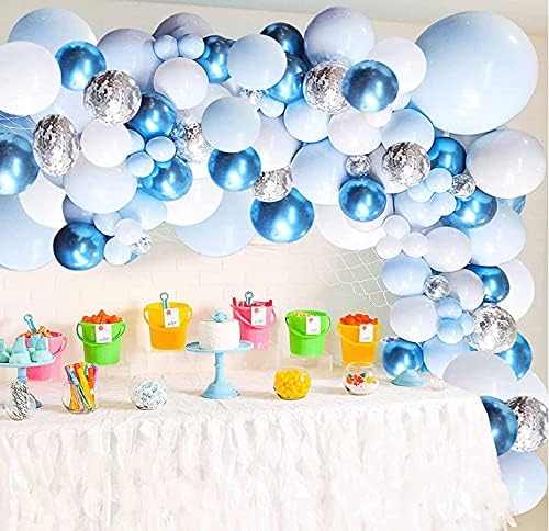 Desde 100pcs 5 polegadas de casamento de metal cromado balão branco azul prateado balão feliz aniversário festa