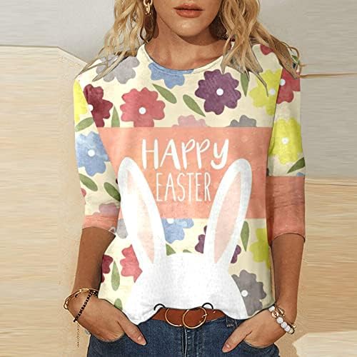 Fudule Bunny Graphic Tees for Women, Feliz Dia da Páscoa Feliz Páscoa colorida Coelhinho Tees T-shirt Presente de Páscoa para mulheres